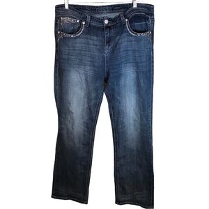 Grace in LA women’s embroidered embellished p-straight fit jeans 19 medium wash